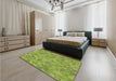 Round Machine Washable Transitional Pistachio Green Rug in a Office, wshpat1637brn