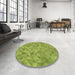 Round Patterned Pistachio Green Rug in a Office, pat1637brn