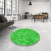 Round Patterned Lime Green Rug in a Office, pat1637grn