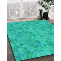 Patterned Medium Spring Green Rug, pat1637lblu