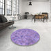 Round Patterned Bright Lilac Purple Rug in a Office, pat1637pur