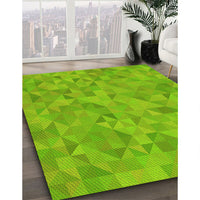 Patterned Apple Green Rug, pat1637yw