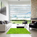 Square Patterned Apple Green Rug in a Living Room, pat1637yw