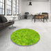 Round Patterned Apple Green Rug in a Office, pat1637yw