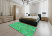 Machine Washable Transitional Lime Mint Green Rug in a Bedroom, wshpat1637