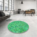 Round Machine Washable Transitional Lime Mint Green Rug in a Office, wshpat1637