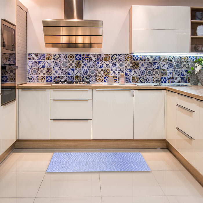 Patterned Sky Blue Rug in a Kitchen, pat1638blu