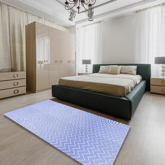 Patterned Sky Blue Rug in a Bedroom, pat1638blu