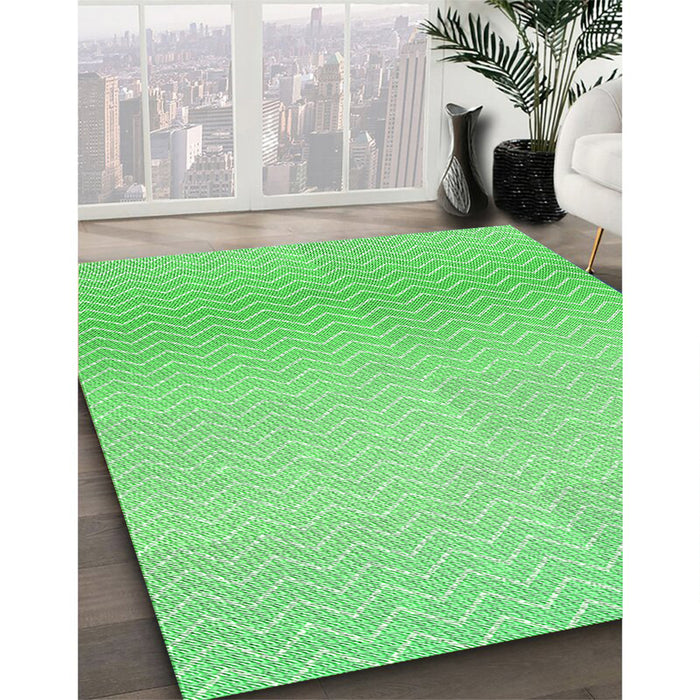Machine Washable Transitional Neon Green Rug in a Family Room, wshpat1638grn