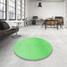 Round Patterned Neon Green Rug in a Office, pat1638grn