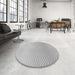 Round Patterned Platinum Silver Gray Rug in a Office, pat1638gry