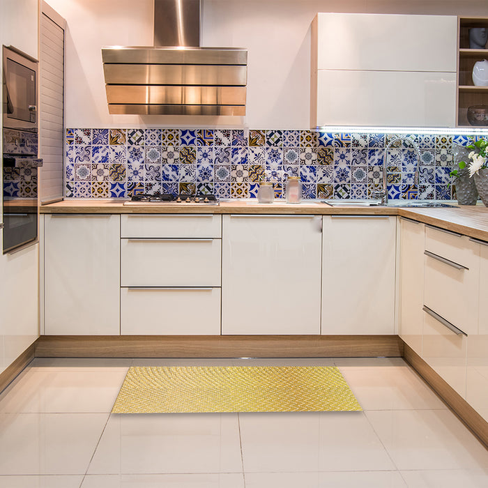 Patterned Yellow Rug in a Kitchen, pat1638org