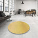 Round Patterned Yellow Rug in a Office, pat1638org