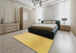 Patterned Yellow Rug in a Bedroom, pat1638org