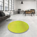 Round Patterned Green Rug in a Office, pat1638yw