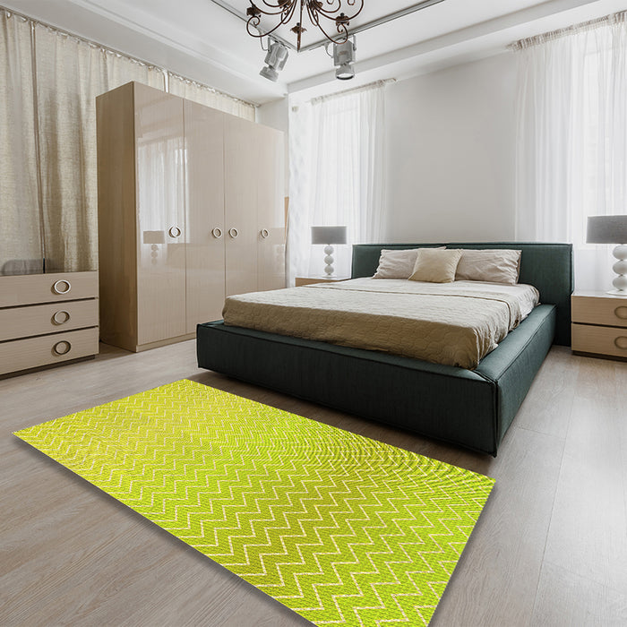 Patterned Green Rug in a Bedroom, pat1638yw