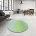 Round Patterned Green Novelty Rug in a Office, pat1638