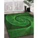 Patterned Dark Forest Green Rug in Family Room, pat1639grn