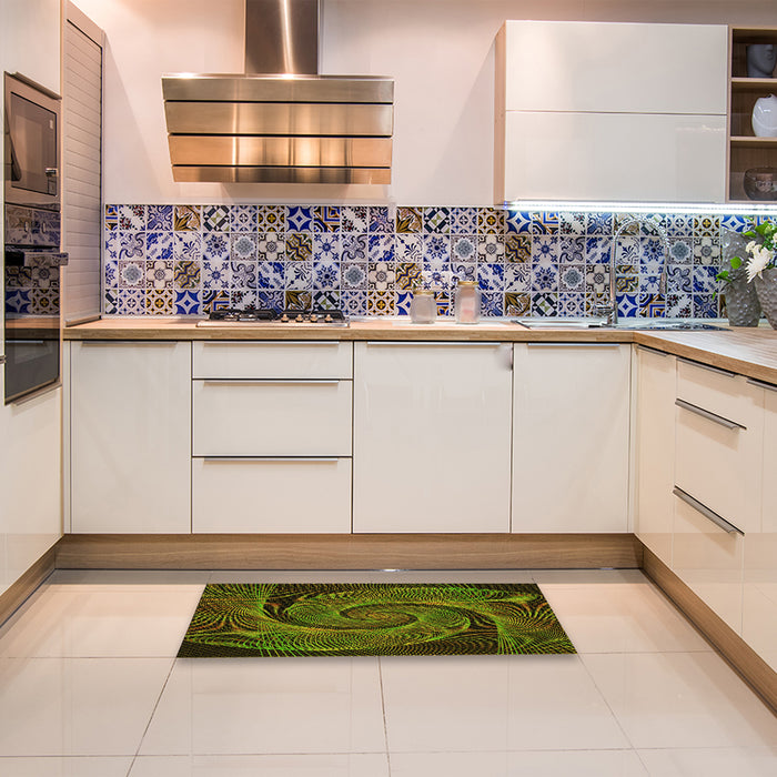 Patterned Black Brown Rug in a Kitchen, pat1639yw