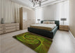 Patterned Black Brown Rug in a Bedroom, pat1639yw