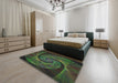 Patterned Mid Gray Novelty Rug in a Bedroom, pat1639