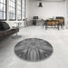 Round Machine Washable Transitional Dark Gray Rug in a Office, wshpat163