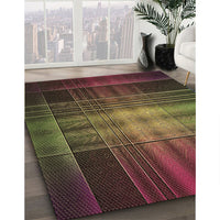 Patterned Dark Scarlet Red Rug, pat164brn