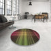 Round Patterned Dark Scarlet Red Rug in a Office, pat164brn