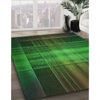 Patterned Dark Forest Green Rug, pat164grn