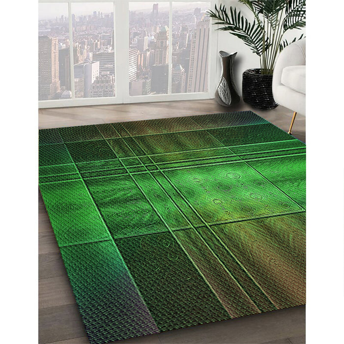 Patterned Dark Forest Green Rug in Family Room, pat164grn