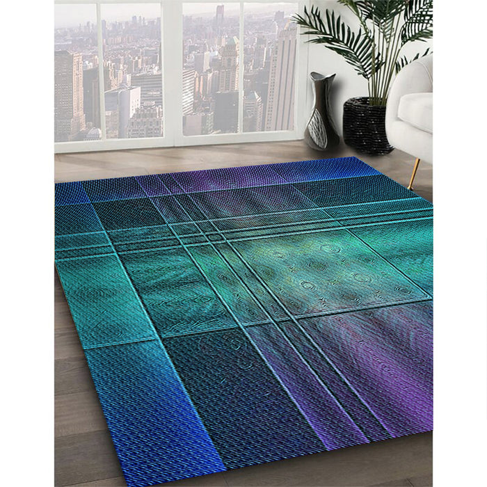 Patterned Light Sea Green Rug in Family Room, pat164lblu