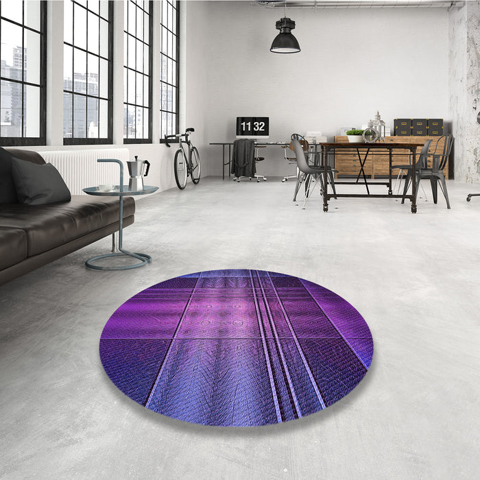 Round Patterned Purple Plum Purple Rug in a Office, pat164pur