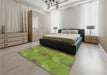 Patterned Pistachio Green Rug in a Bedroom, pat1640brn