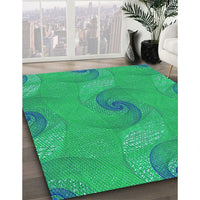 Patterned Spring Green Rug, pat1640lblu