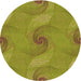 Square Patterned Dark Yellow Green Rug, pat1640org