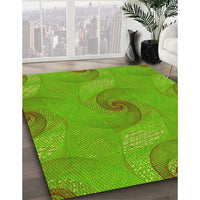 Patterned Bright Green Rug, pat1640yw