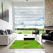 Square Patterned Bright Green Rug in a Living Room, pat1640yw