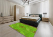 Patterned Bright Green Rug in a Bedroom, pat1640yw