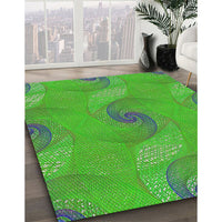 Patterned Neon Green Modern Rug, pat1640