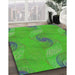 Patterned Neon Green Modern Rug in Family Room, pat1640