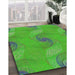 Machine Washable Transitional Neon Green Rug in a Family Room, wshpat1640