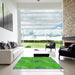 Square Machine Washable Transitional Neon Green Rug in a Living Room, wshpat1640