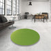 Round Patterned Pistachio Green Rug in a Office, pat1641brn