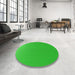 Round Patterned Lime Green Rug in a Office, pat1641grn