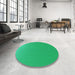 Round Patterned Spring Green Rug in a Office, pat1641lblu