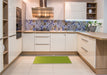 Patterned Pistachio Green Rug in a Kitchen, pat1641org