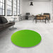 Round Patterned Bright Green Rug in a Office, pat1641yw