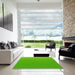 Machine Washable Transitional Bright Green Rug in a Kitchen, wshpat1641yw