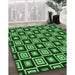 Machine Washable Transitional Dark Forest Green Rug in a Family Room, wshpat1642grn