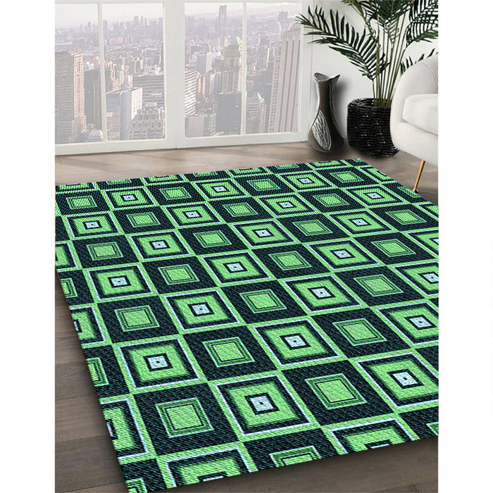 Machine Washable Transitional Deep Teal Green Rug in a Family Room, wshpat1642lblu